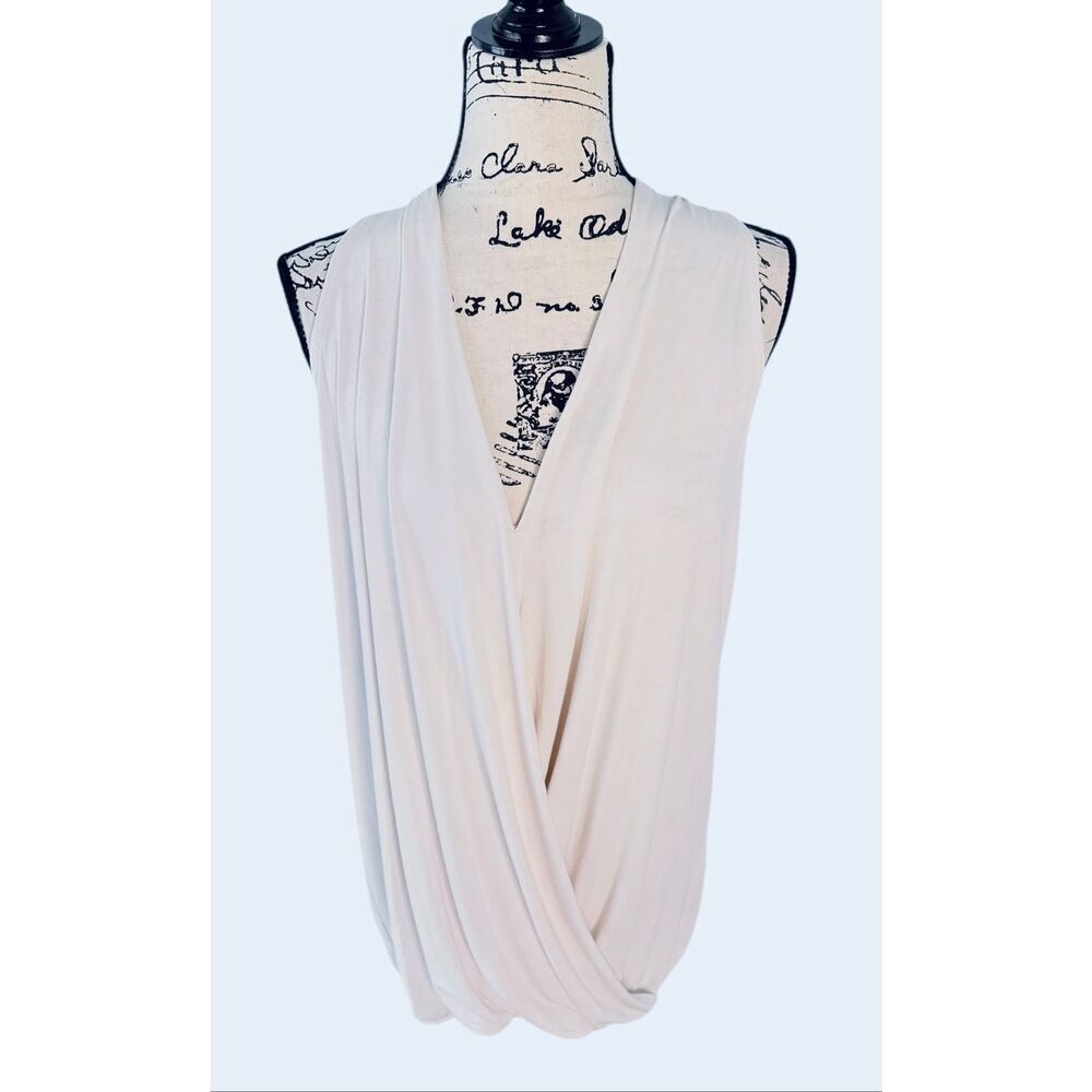 Brand New Zenana Women’s Large Beige Surplice Halter Top Blouse Soft Stretch